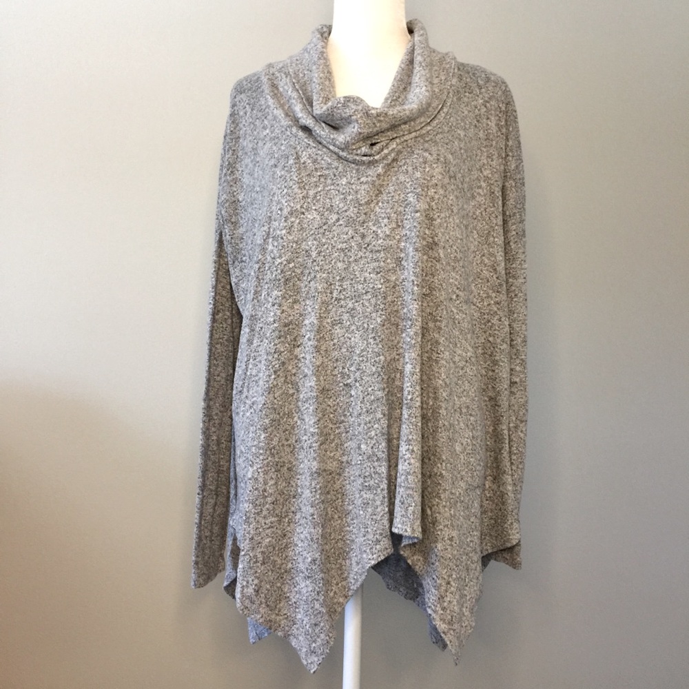 Express Gray Long Sleeve Soft Cowl Neck Sweater
